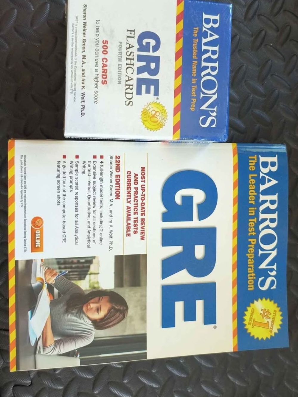 Barron's GRE Prep Book Set in Blue and White